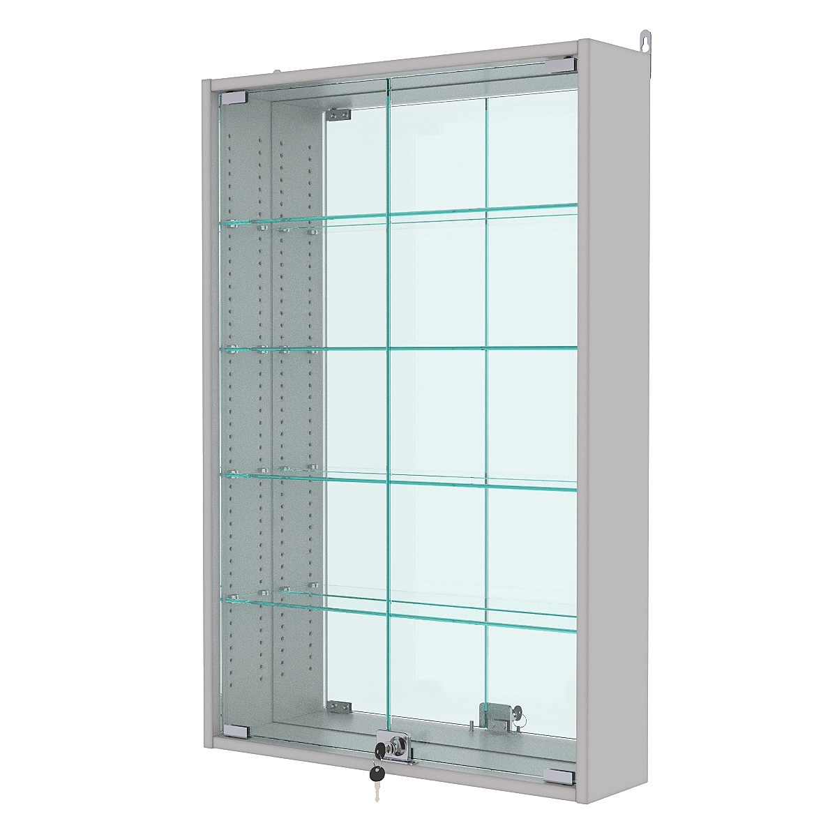 Витрина настенная с регулировочными полками №2-2А-РЕГ с зеркалом, Серый