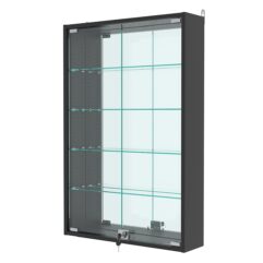 Витрина настенная с регулировочными полками №2-2А-РЕГ с зеркалом, Черный