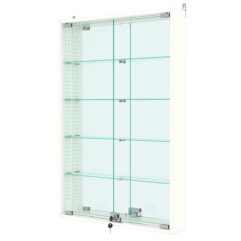 Витрина настенная с регулировочными полками №2-2АУ-РЕГ с зеркалом, Белый