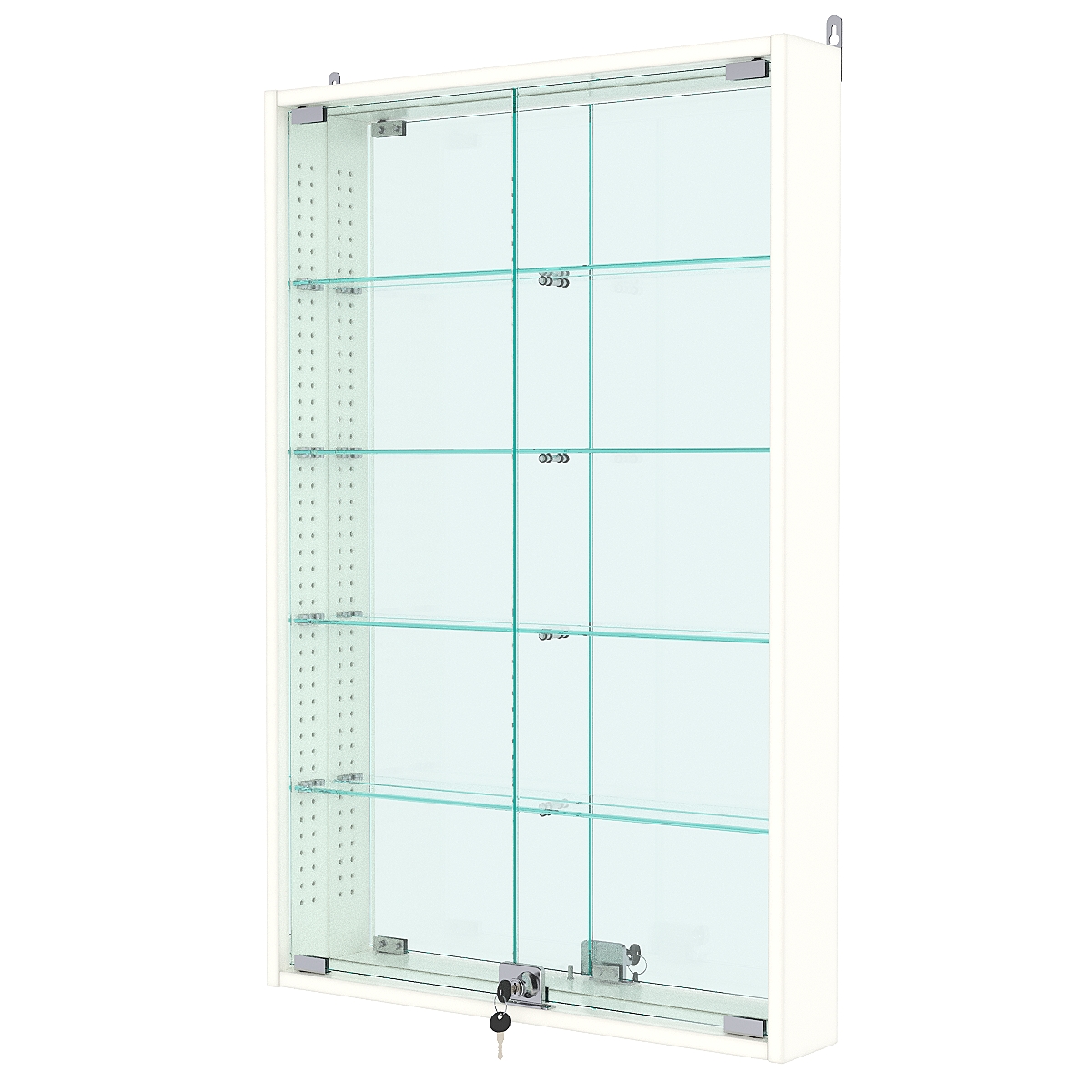 Витрина настенная с регулировочными полками №2-2АУ-РЕГ с зеркалом, Белый