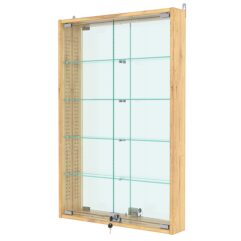 Витрина настенная с регулировочными полками №2-2АУ-РЕГ с зеркалом, Дуб Золотистый