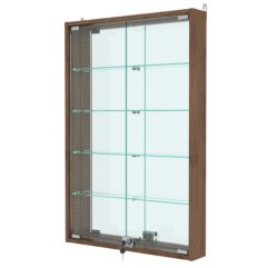 Витрина настенная с регулировочными полками №2-2АУ-РЕГ с зеркалом, Орех