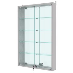Витрина настенная с регулировочными полками №2-2АУ-РЕГ с зеркалом, Серый