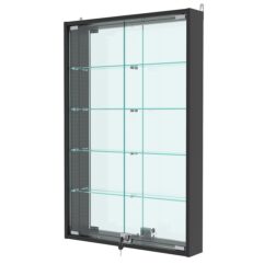 Витрина настенная с регулировочными полками №2-2АУ-РЕГ с зеркалом, Черный