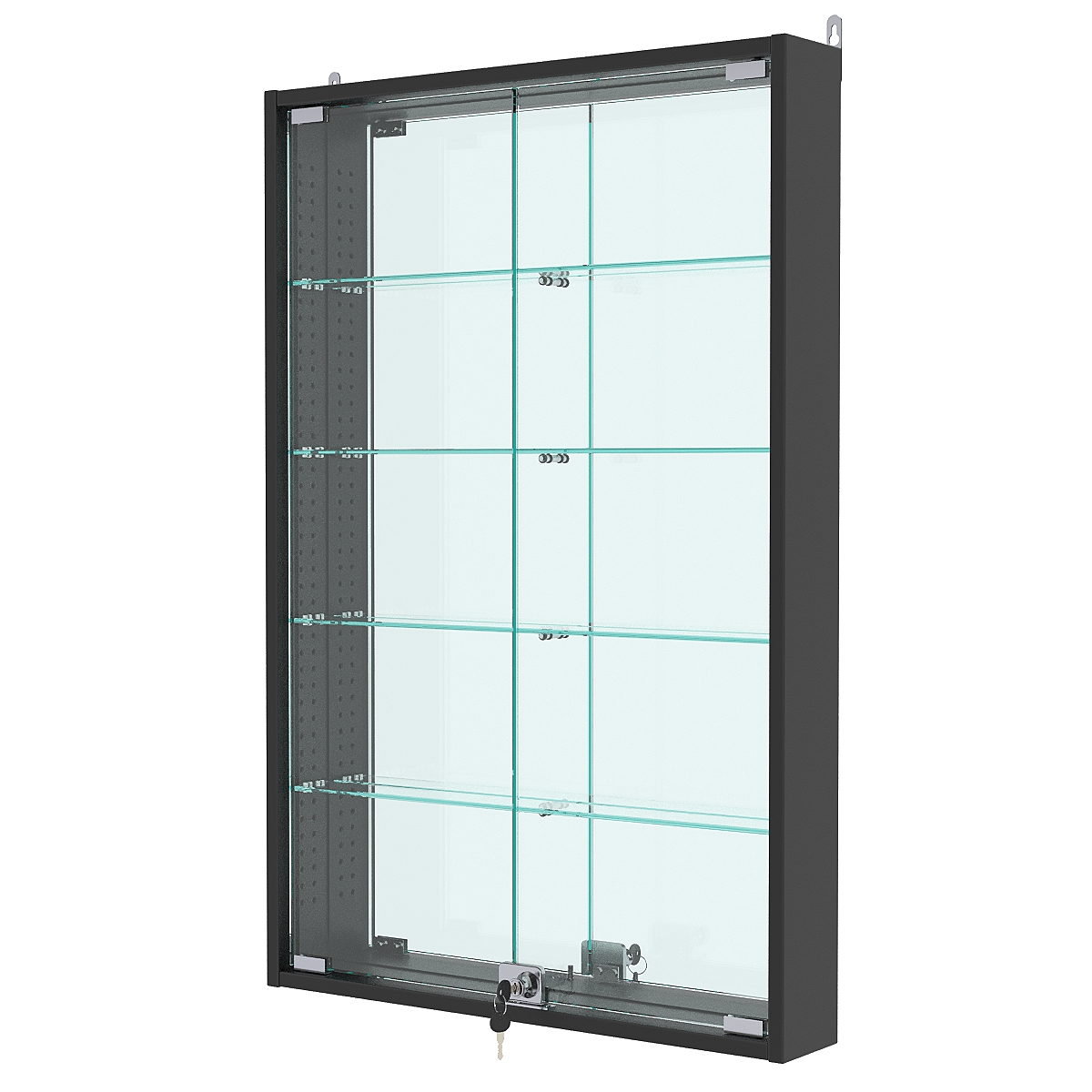 Витрина настенная с регулировочными полками №2-2АУ-РЕГ с зеркалом, Черный