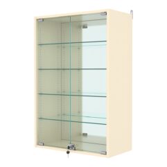 Витрина настенная с регулировочными полками №2-2АГ-РЕГ с зеркалом, Крем Вайс