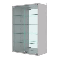 Витрина настенная с регулировочными полками №2-2АГ-РЕГ с зеркалом, Серый