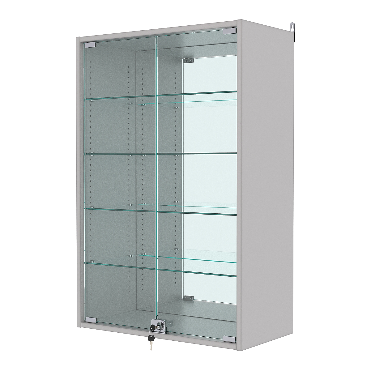 Витрина настенная с регулировочными полками №2-2АГ-РЕГ с зеркалом, Серый