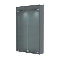 Витрина настенная с регулировочными полками №2-3А-РЕГ с подсветкой, Темно-Серый