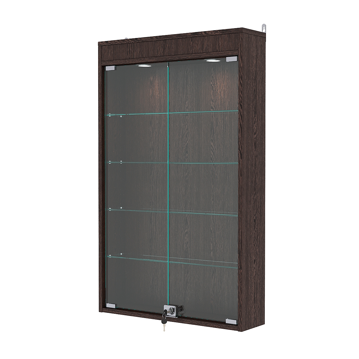 Витрина настенная с регулировочными полками №2-3А-РЕГ с подсветкой, Дуб Венге