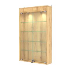 Витрина настенная с регулировочными полками №2-3А-РЕГ с подсветкой, Дуб Золотистый