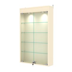 Витрина настенная с регулировочными полками №2-3А-РЕГ с подсветкой, Крем Вайс