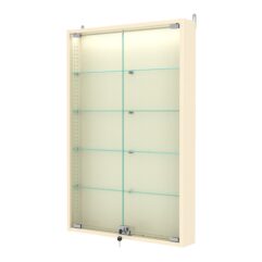 Витрина настенная с регулировочными полками №2-3АУ-РЕГ с подсветкой, Крем Вайс