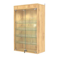 Витрина настенная с регулировочными полками №2-3АКГ-РЕГ с подсветкой, Дуб Золотистый