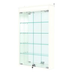 Витрина настенная с регулировочными полками №2-4А-РЕГ с зеркалом и с подсветкой, Белый