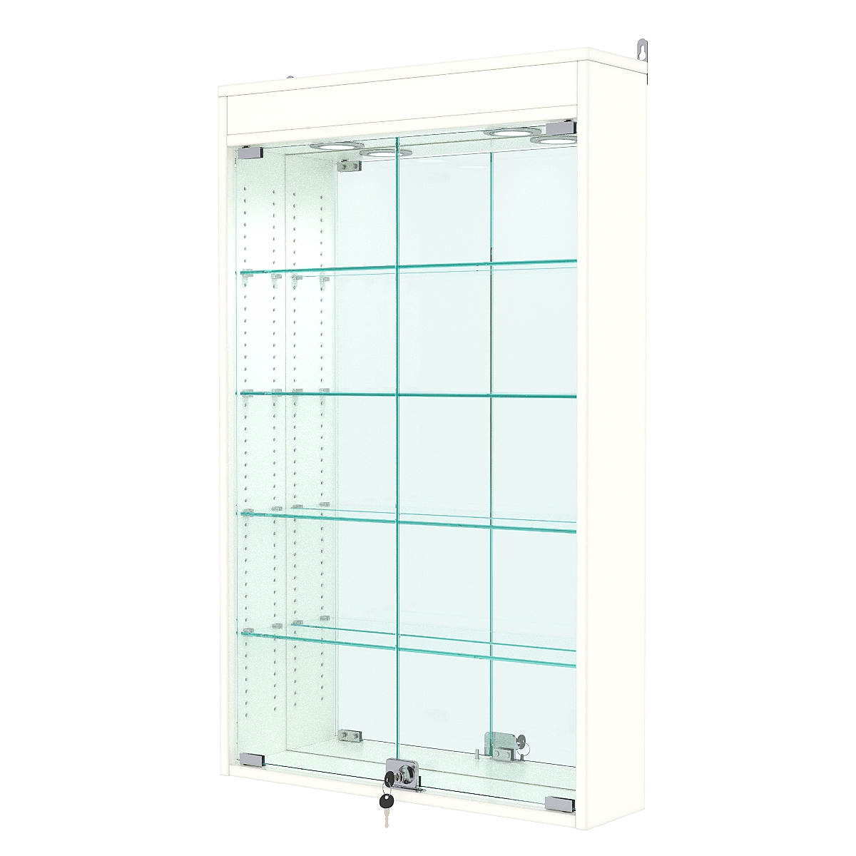 Витрина настенная с регулировочными полками №2-4А-РЕГ с зеркалом и с подсветкой, Белый