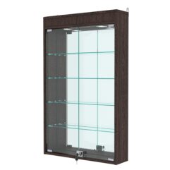 Витрина настенная с регулировочными полками №2-4А-РЕГ с зеркалом и с подсветкой, Дуб Венге