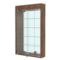 Витрина настенная с регулировочными полками №2-4А-РЕГ с зеркалом и с подсветкой, Орех