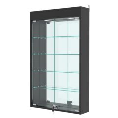 Витрина настенная с регулировочными полками №2-4А-РЕГ с зеркалом и с подсветкой, Черный