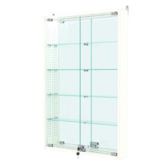 Витрина настенная с регулировочными полками №2-4АУ-РЕГ с зеркалом и с подсветкой, Белый