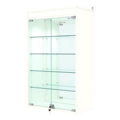 Витрина настенная с регулировочными полками №2-4АГ-РЕГ с зеркалом и с подсветкой, Белый