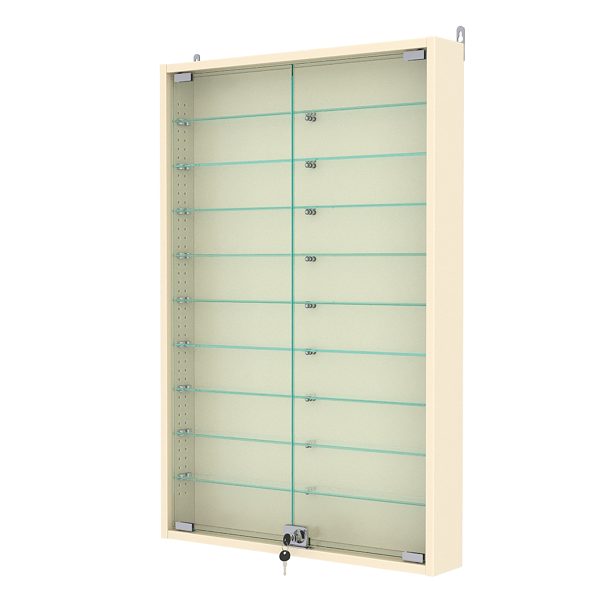 Витрина настенная с регулировочными полками №2-5АУ-РЕГ, Крем Вайс