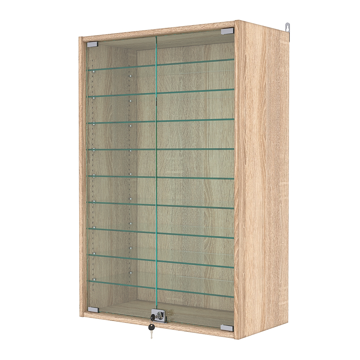 Витрина настенная с регулировочными полками №2-5АГ-РЕГ, Дуб Сонома