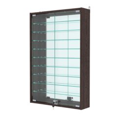 Витрина настенная с регулировочными полками №2-6А-РЕГ с зеркалом, Дуб Венге