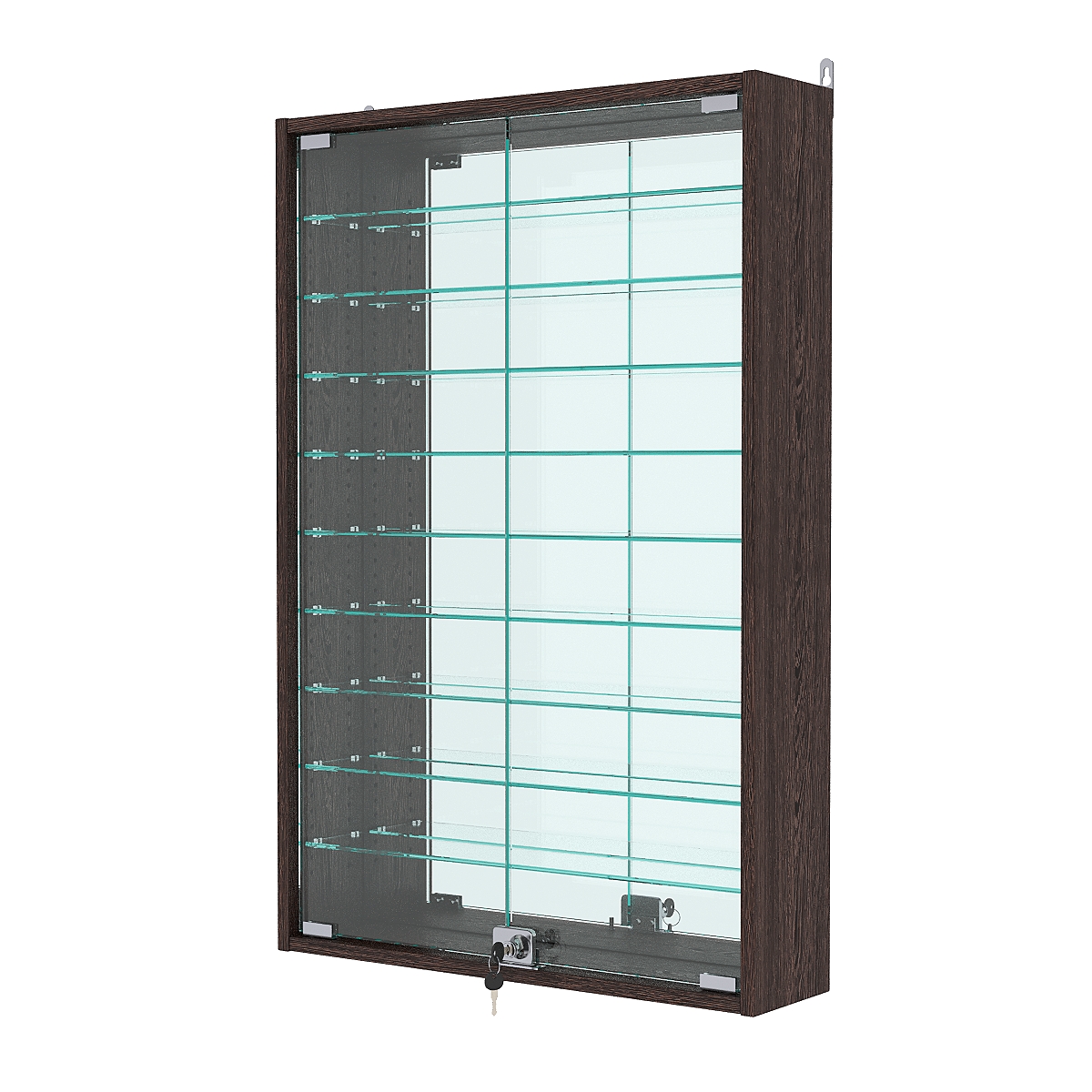 Витрина настенная с регулировочными полками №2-6А-РЕГ с зеркалом, Дуб Венге