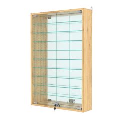 Витрина настенная с регулировочными полками №2-6А-РЕГ с зеркалом, Дуб Золотистый