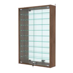 Витрина настенная с регулировочными полками №2-6А-РЕГ с зеркалом, Орех