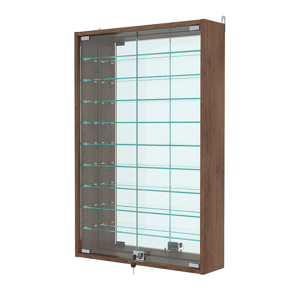 Витрина настенная с регулировочными полками №2-6А-РЕГ с зеркалом, Орех