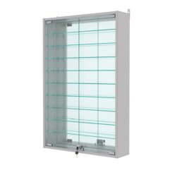 Витрина настенная с регулировочными полками №2-6А-РЕГ с зеркалом, Серый