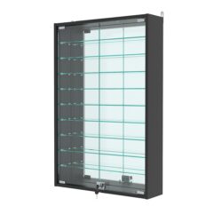 Витрина настенная с регулировочными полками №2-6А-РЕГ с зеркалом, Черный