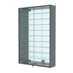 Витрина настенная с регулировочными полками №2-6А-РЕГ с зеркалом, Темно-Серый