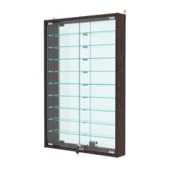 Витрина настенная с регулировочными полками №2-6АУ-РЕГ с зеркалом, Дуб Венге