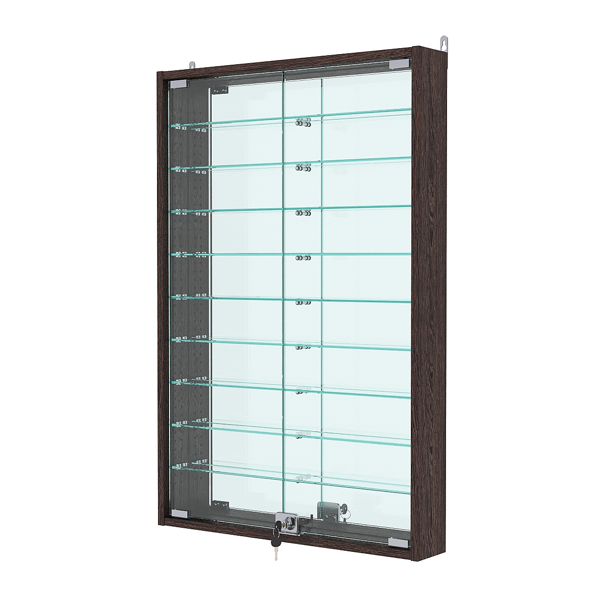 Витрина настенная с регулировочными полками №2-6АУ-РЕГ с зеркалом, Дуб Венге