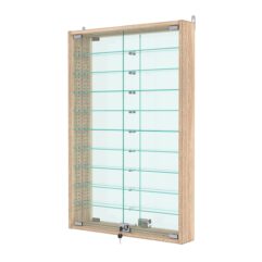 Витрина настенная с регулировочными полками №2-6АУ-РЕГ с зеркалом, Дуб Сонома