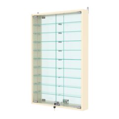 Витрина настенная с регулировочными полками №2-6АУ-РЕГ с зеркалом, Крем Вайс