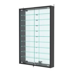 Витрина настенная с регулировочными полками №2-6АУ-РЕГ с зеркалом, Черный