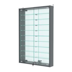 Витрина настенная с регулировочными полками №2-6АУ-РЕГ с зеркалом, Темно-Серый