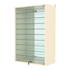 Витрина настенная с регулировочными полками №2-6АГ-РЕГ с зеркалом, Крем Вайс