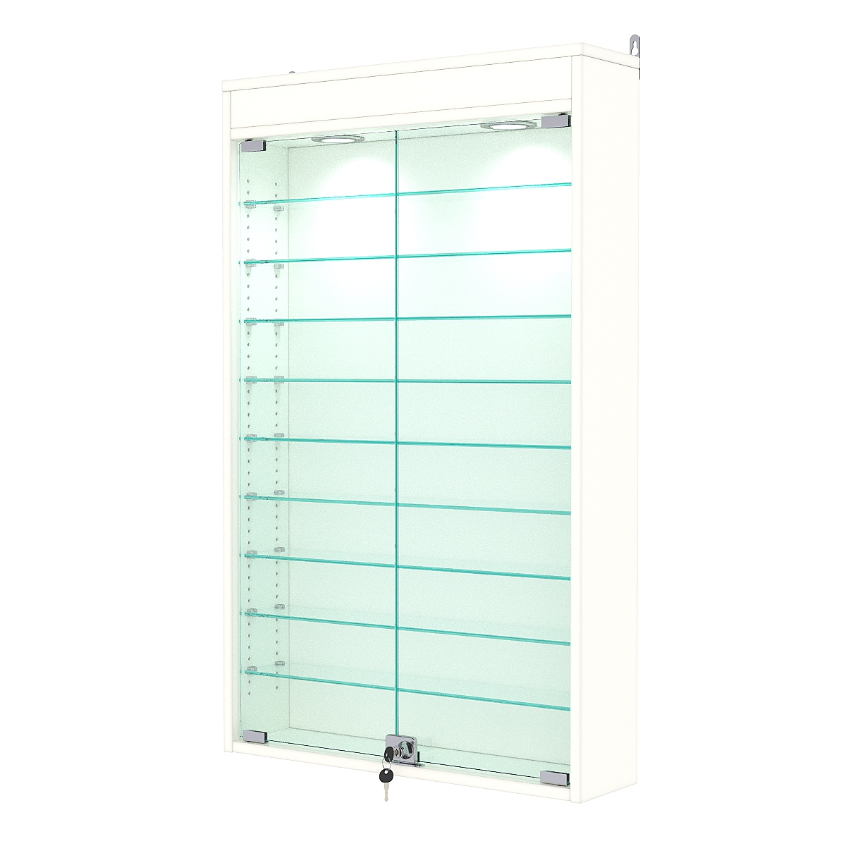 Витрина настенная с регулировочными полками №2-7А-РЕГ с подсветкой, Белый