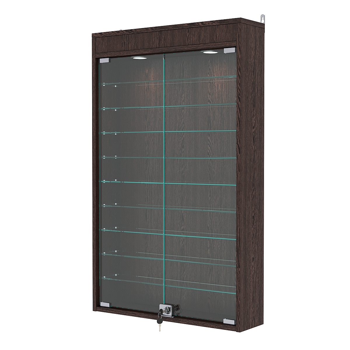 Витрина настенная с регулировочными полками №2-7А-РЕГ с подсветкой, Дуб Венге