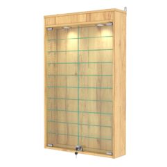 Витрина настенная с регулировочными полками №2-7А-РЕГ с подсветкой, Дуб Золотистый
