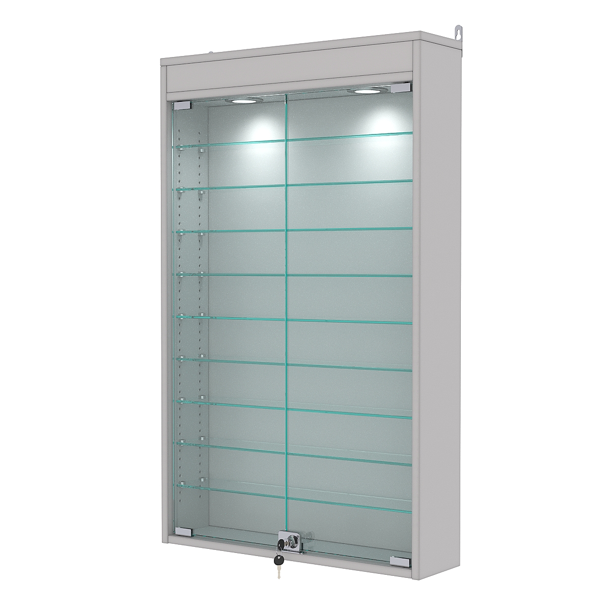 Витрина настенная с регулировочными полками №2-7А-РЕГ с подсветкой, Серый