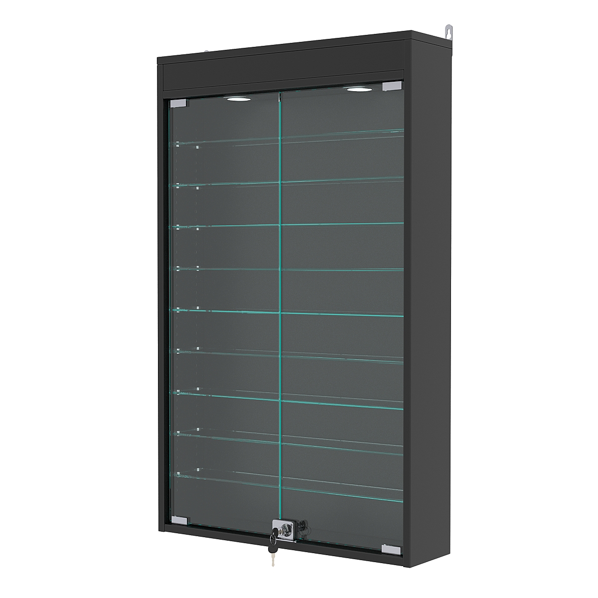 Витрина настенная с регулировочными полками №2-7А-РЕГ с подсветкой, Черный