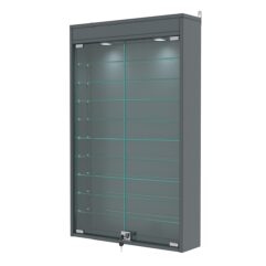 Витрина настенная с регулировочными полками №2-7А-РЕГ с подсветкой, Темно-Серый