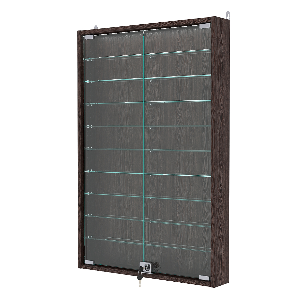 Витрина настенная с регулировочными полками №2-7АУ-РЕГ с подсветкой, Дуб Венге