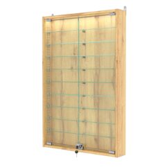 Витрина настенная с регулировочными полками №2-7АУ-РЕГ с подсветкой, Дуб Золотистый